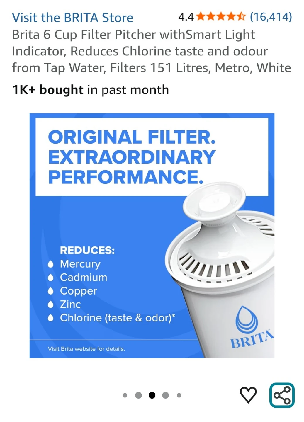 Brita 6 Cup Filter Pitcher with Smart Light Indicator - White - photo 4