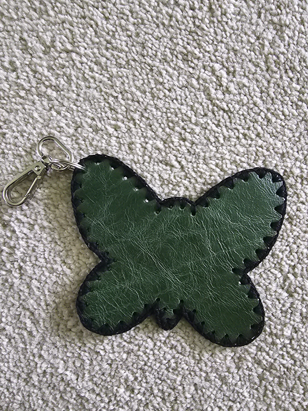 Green Butterfly real Leather Keychain - photo 2