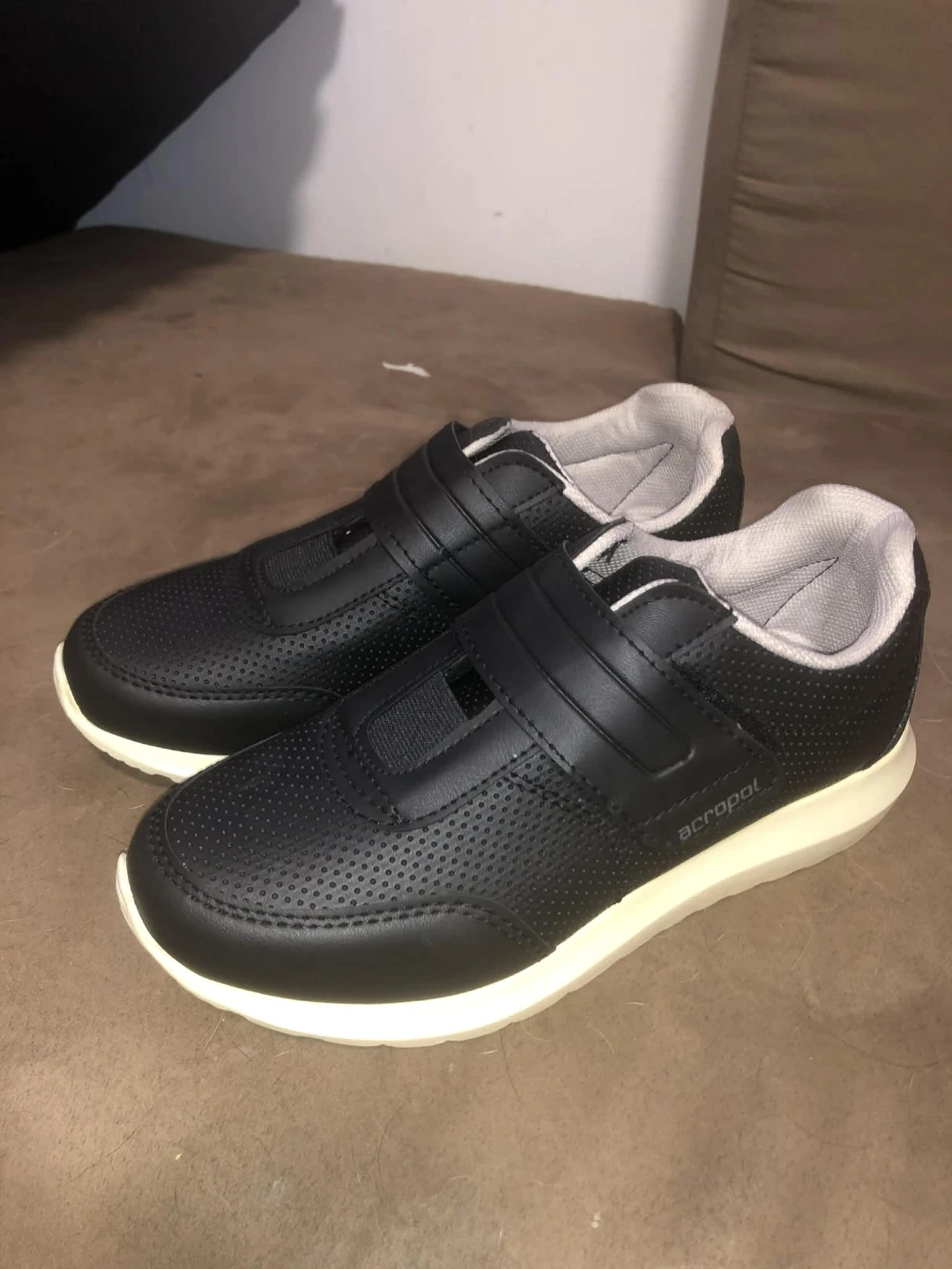 Acropal Black Hook and Loop Sneakers Size 5.5 - photo 3