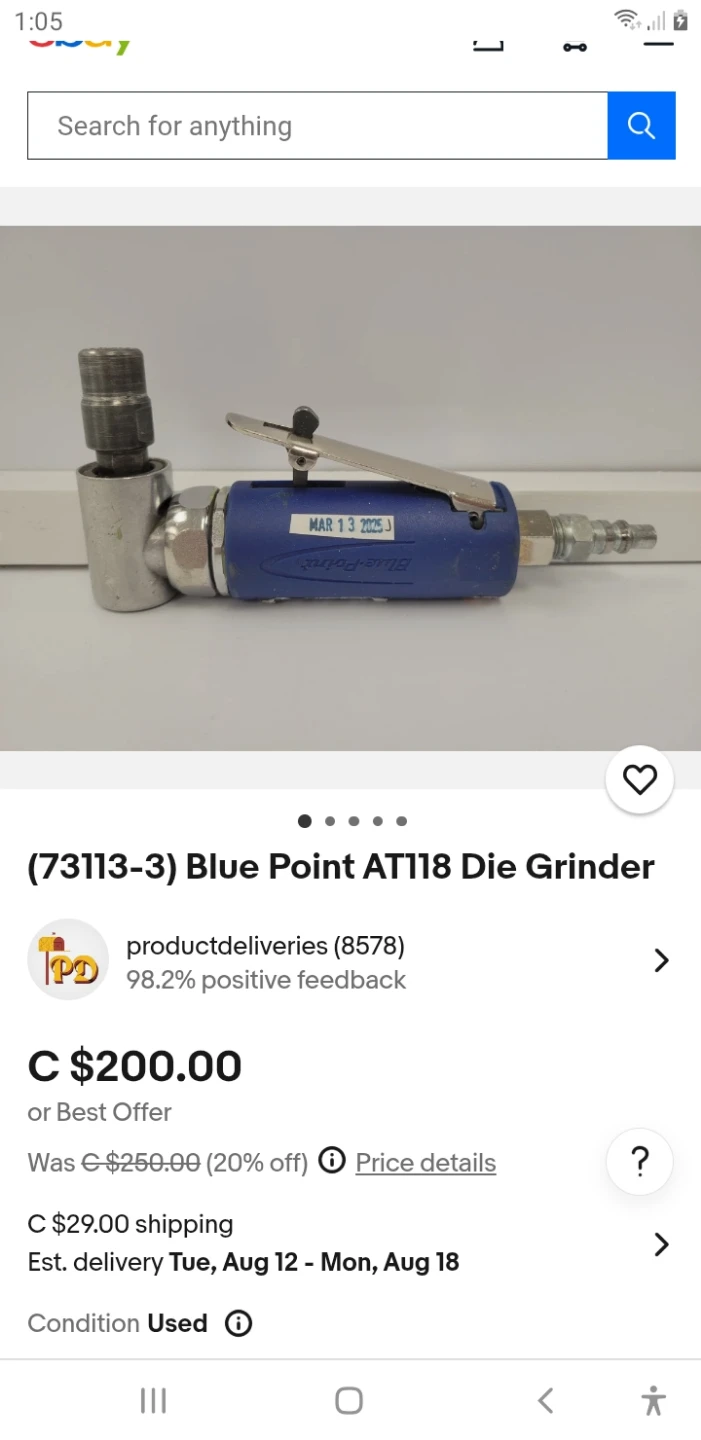 Bluepoint/Snap-On right angle pneumatic die grinder - photo 4