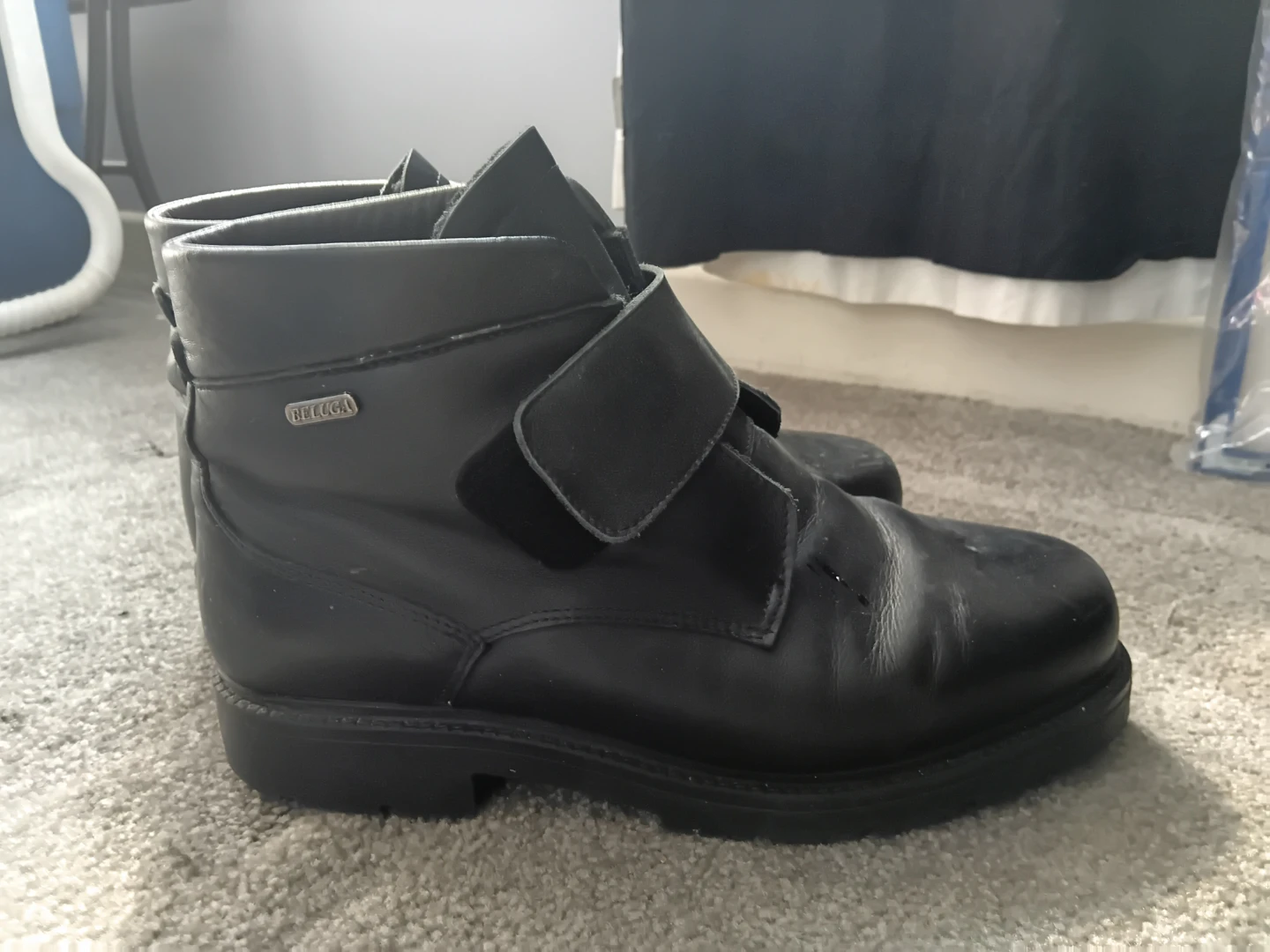 Beluga Black Leather Ankle Boots