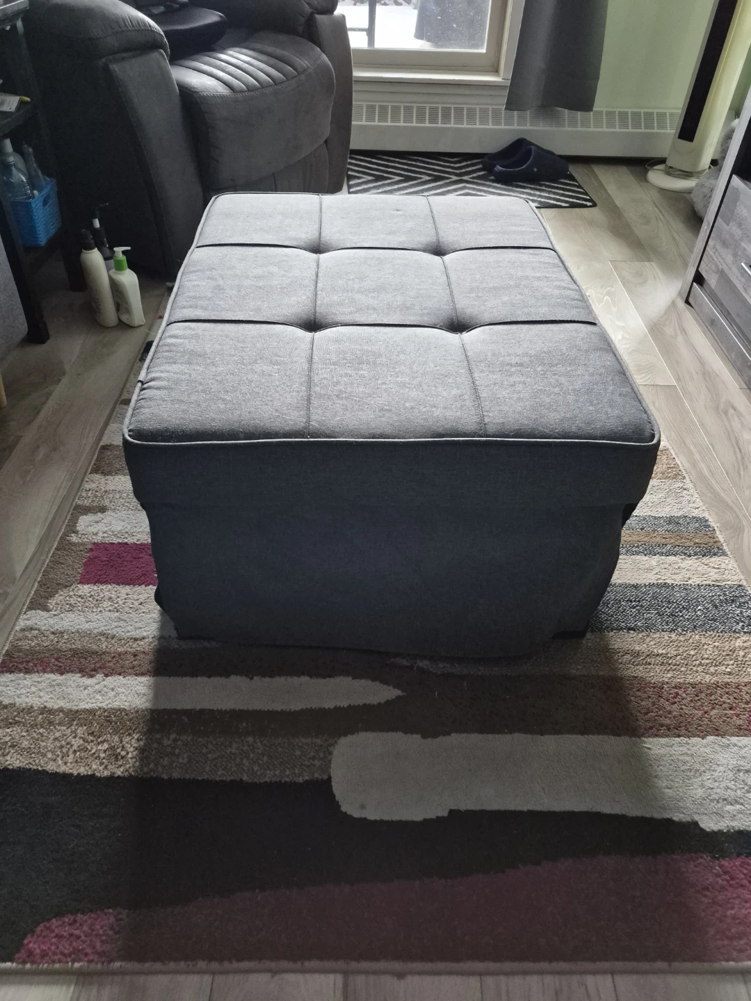 Grey Tufted 4 in 1 multipurpose Ottoman - photo 2
