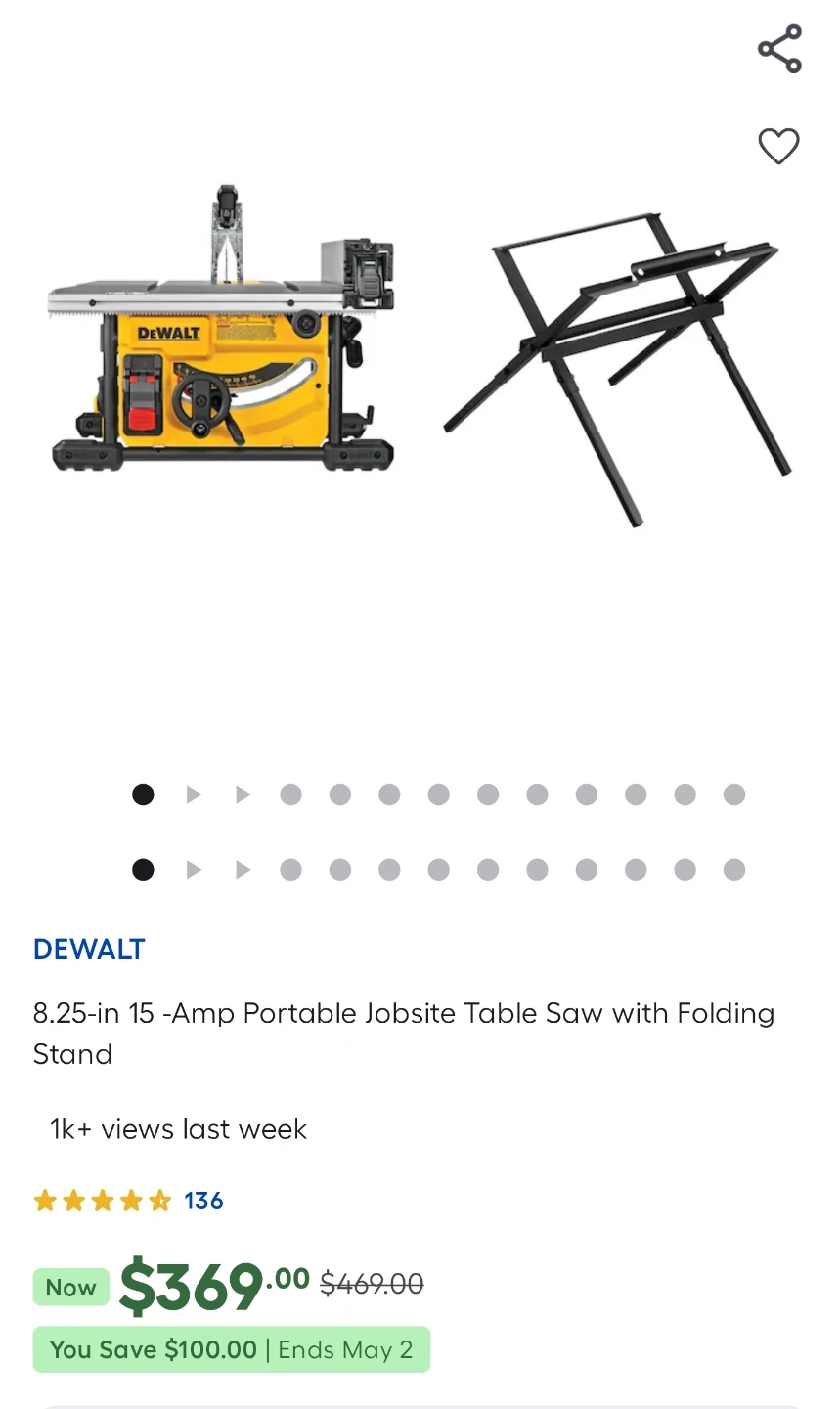 DEWALT  Jobsite Table Saw with Folding Stand