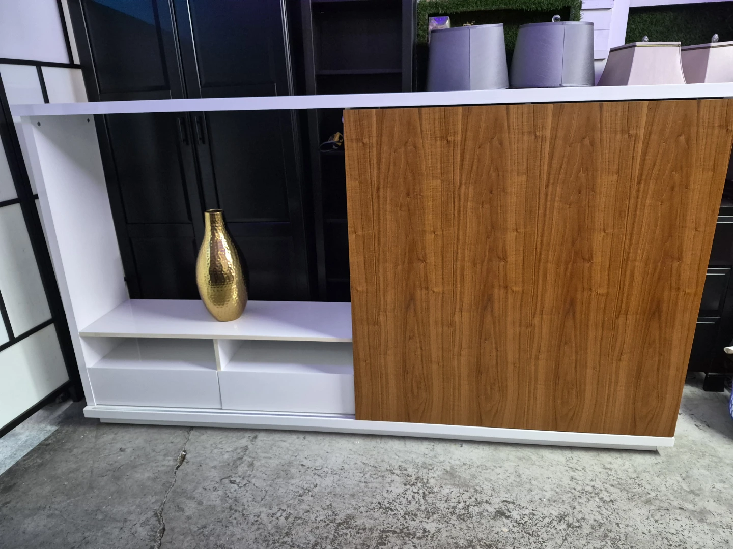 White and Wood Sliding Door Bookcase - photo 3