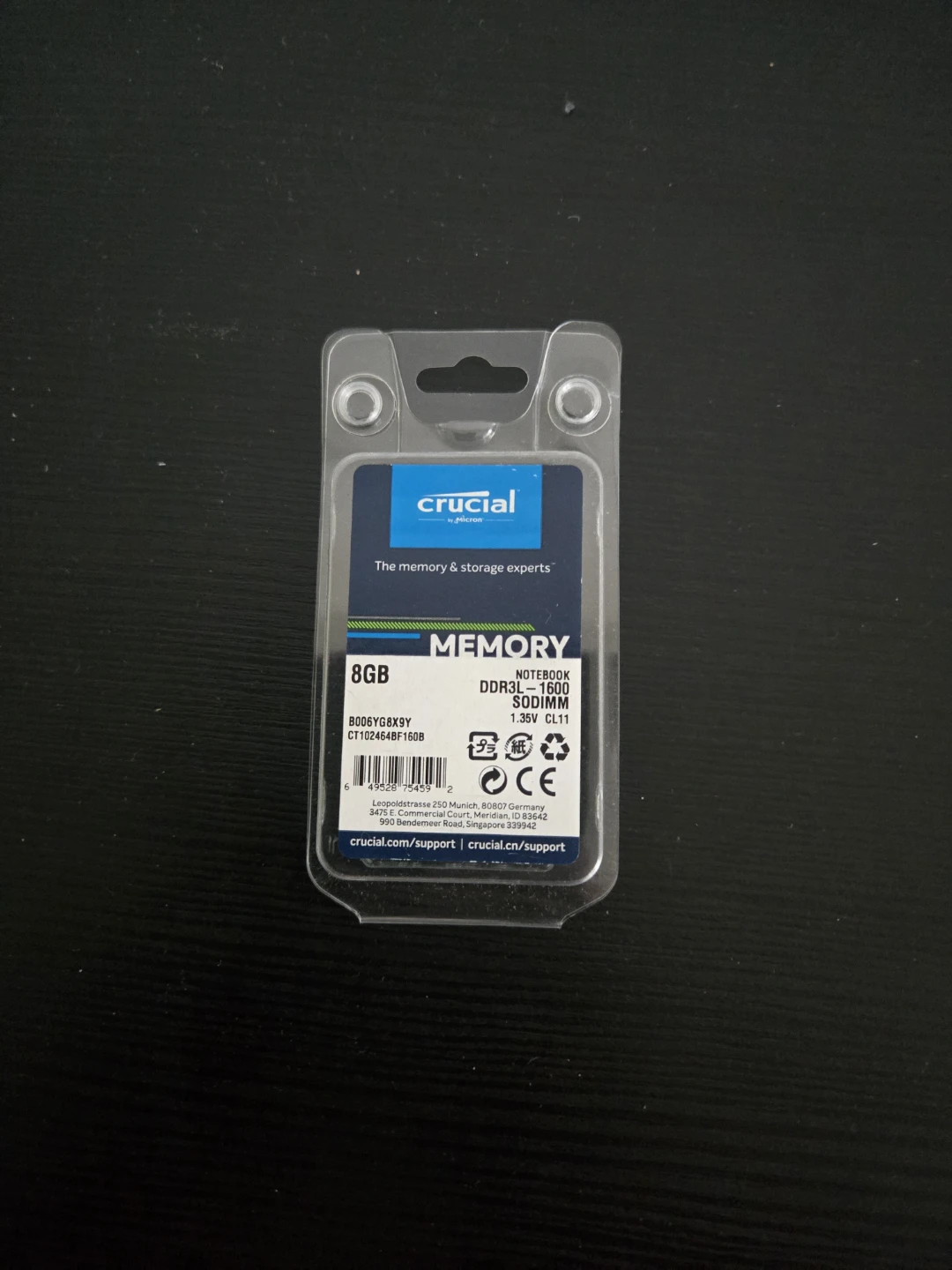 Crucial 8GB DDR3L SODIMM Laptop Memory