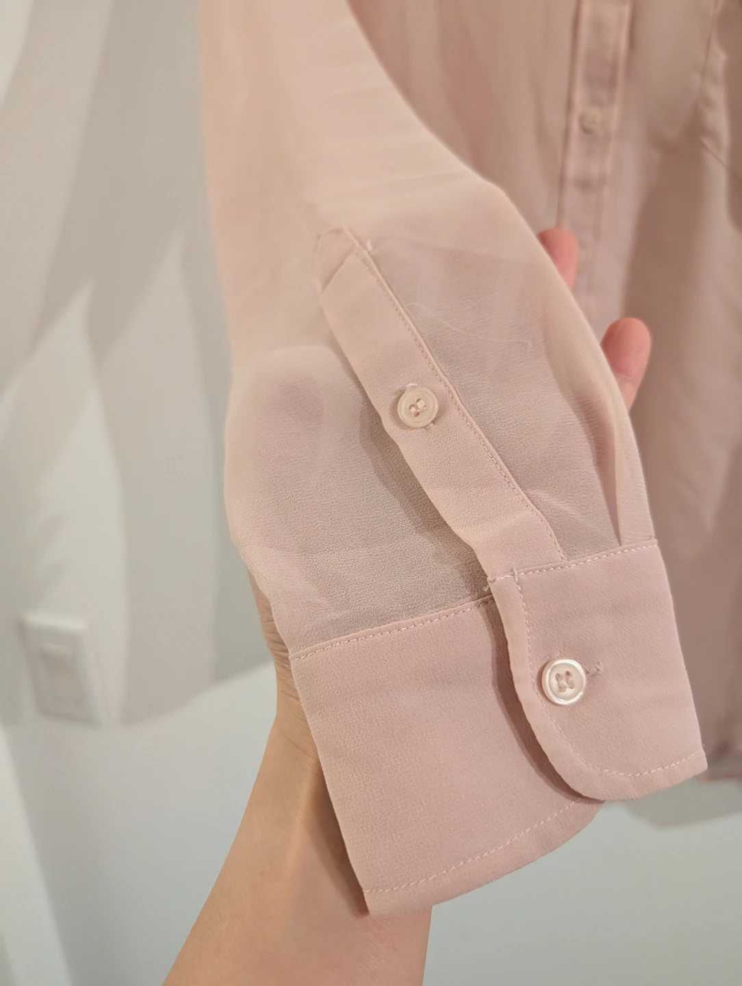 Sheer Pink Blouse with Embellished Collar - Small - photo 5