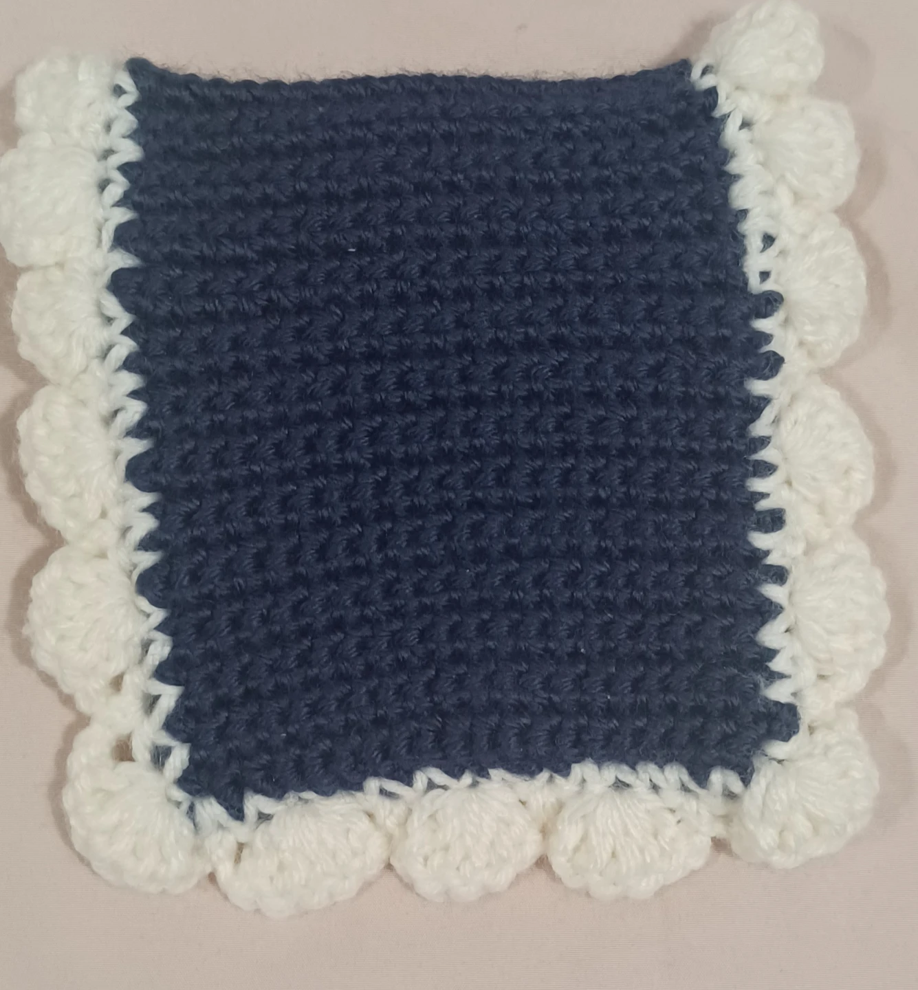 Hand-crocheted Navy Blue & White pouch