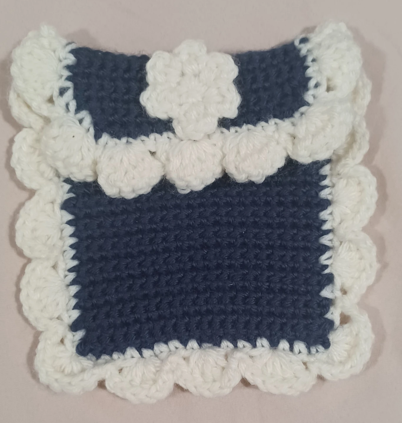 Hand-crocheted Navy Blue & White pouch - photo 4