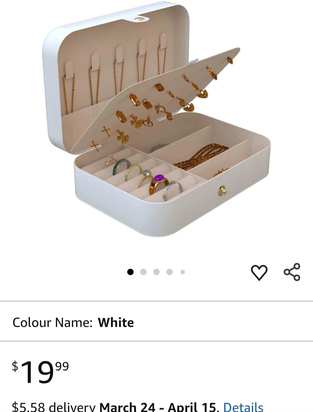 White Jewellery Organizer Box