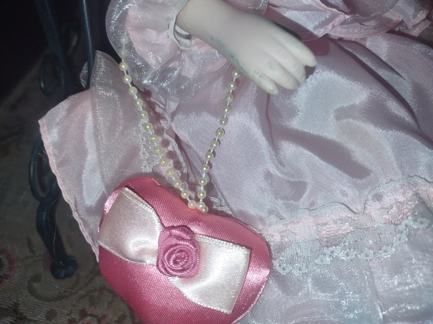 Victorian Style Porcelain Doll in Pink Dress - photo 3