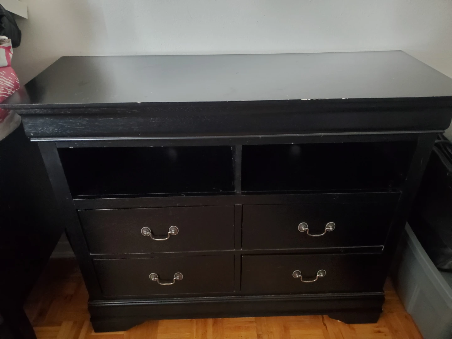 Black TV Stand with Drawers and Shelves