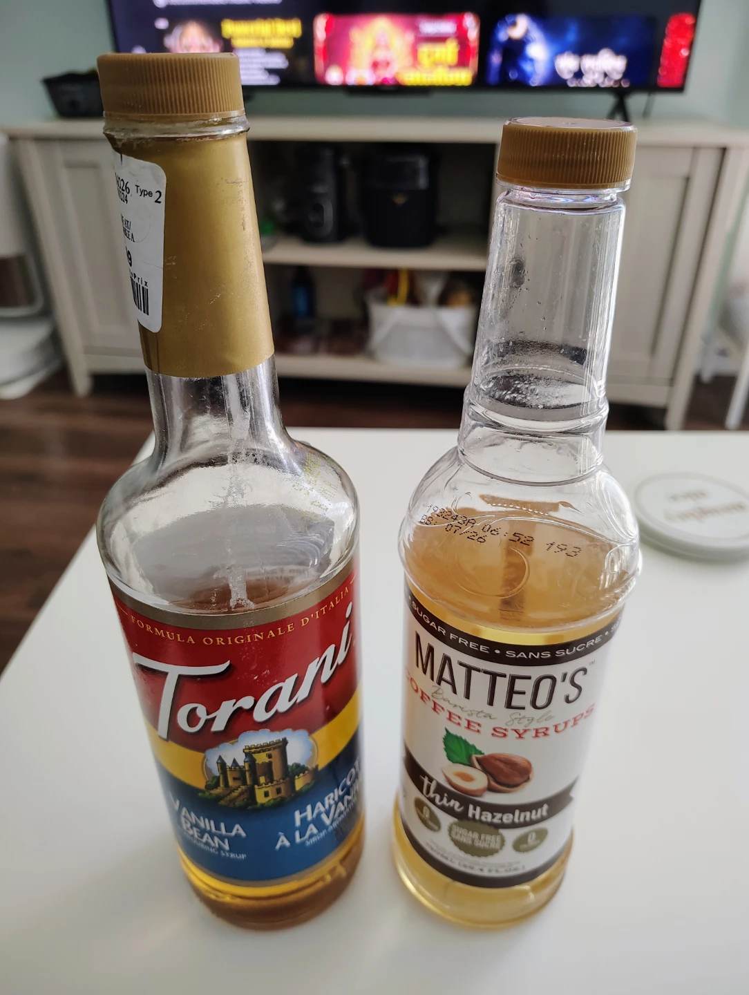 Torani Vanilla Bean & Matteo's Thin Hazelnut Coffee Syrups