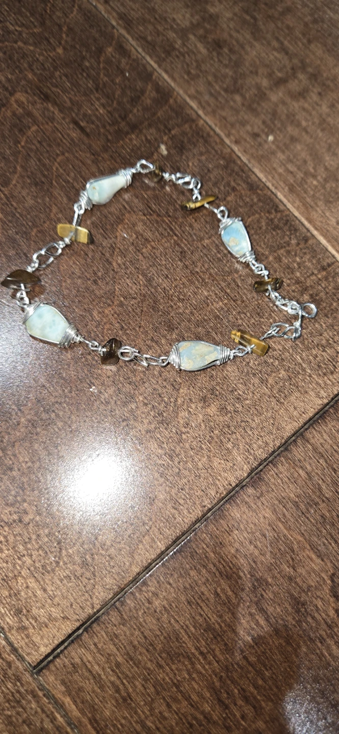 Wire-wrapped gemstone bracelet