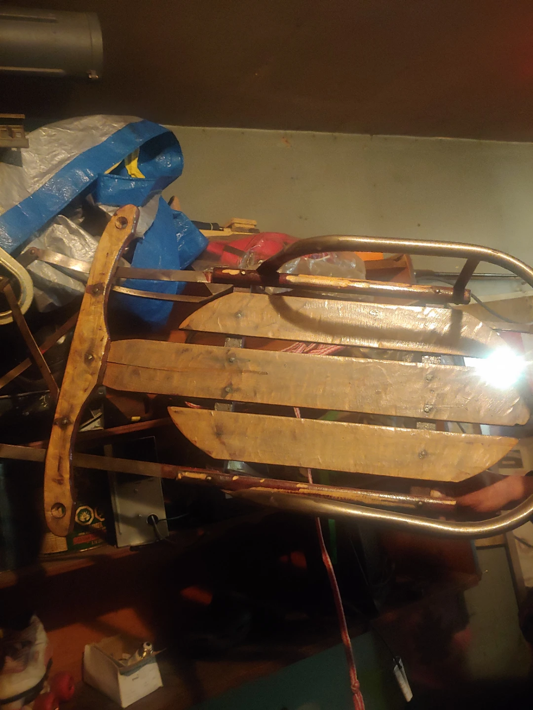 Wooden Toboggan Sled with Metal Frame