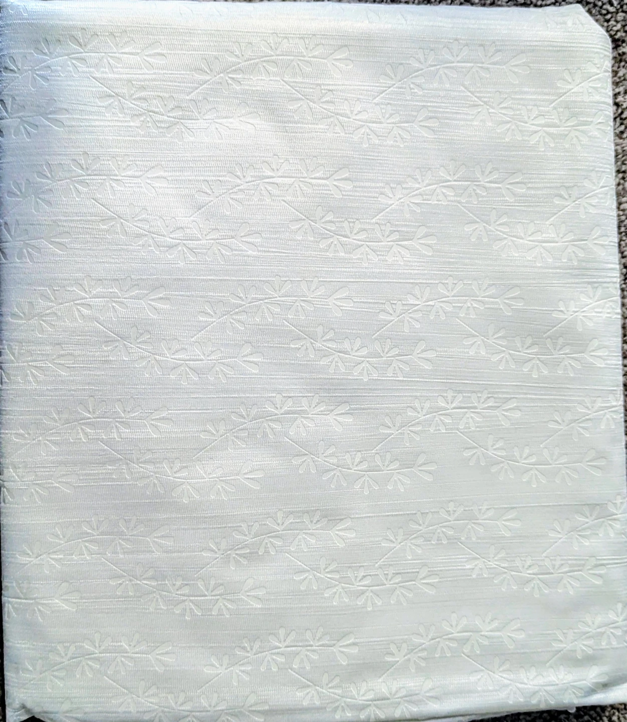 3 White Grommet Curtains with Leaf Pattern