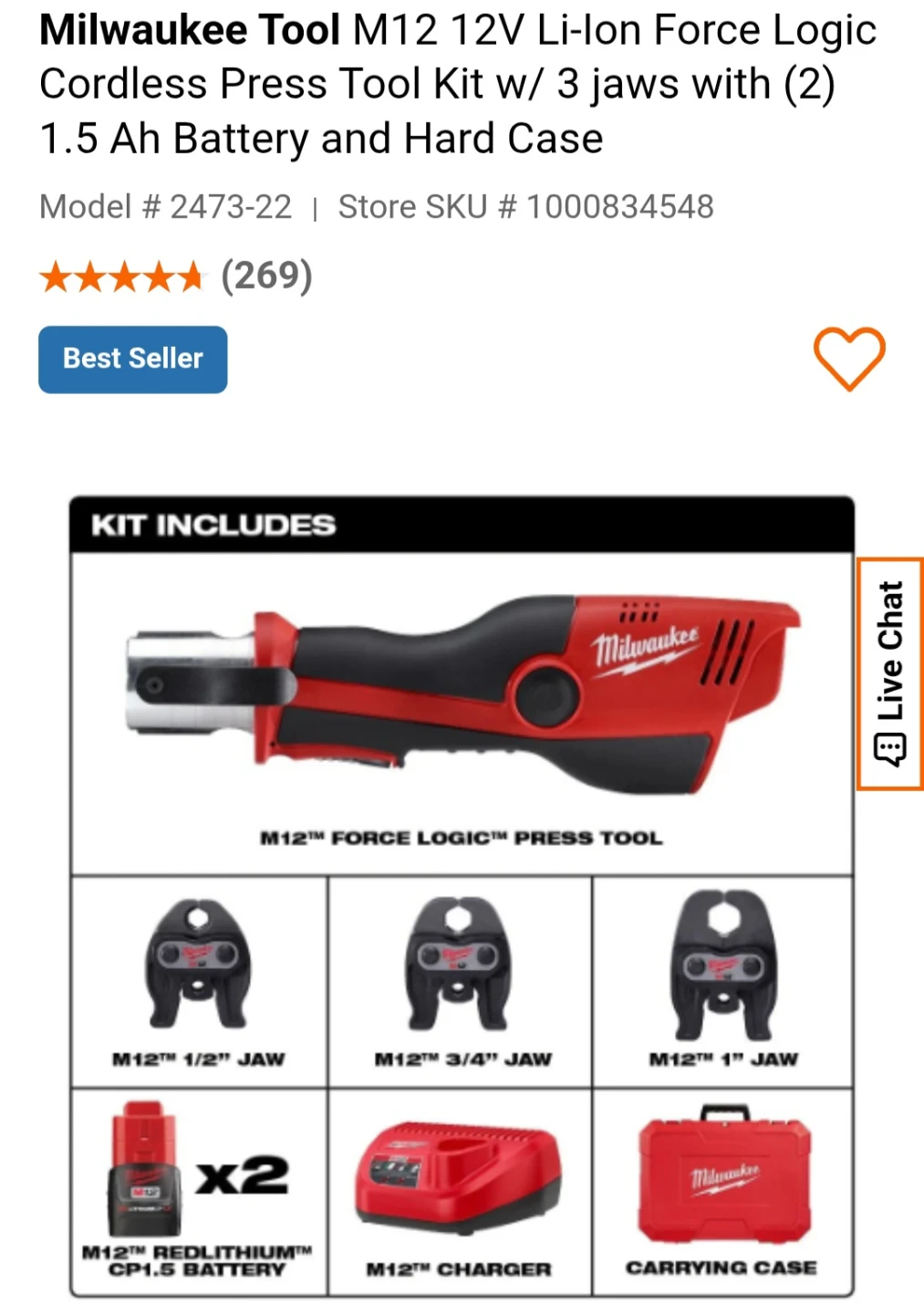 Milwaukee Tool M12 12V Cordless Press Tool Kit w/ 3 Jaws - photo 2