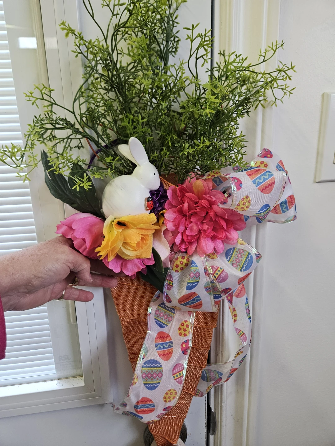 Easter Bunny and Floral Door Hanger