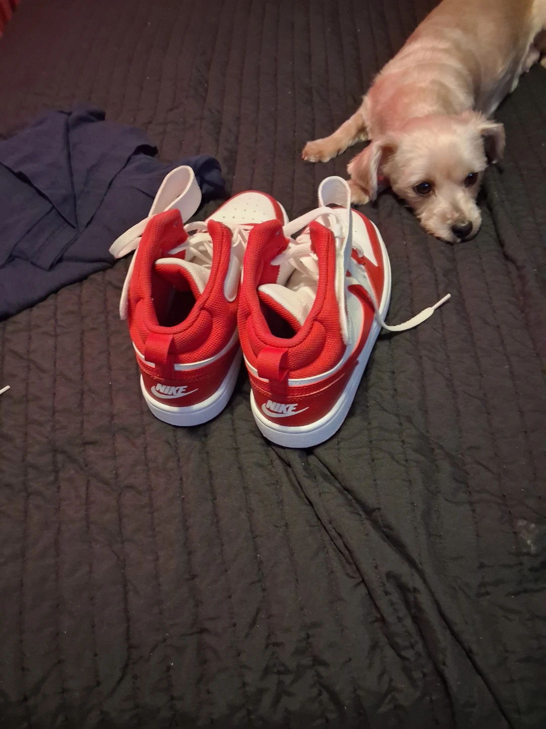 Nike Court Vision Mid Kids Shoes Red White Size 13C