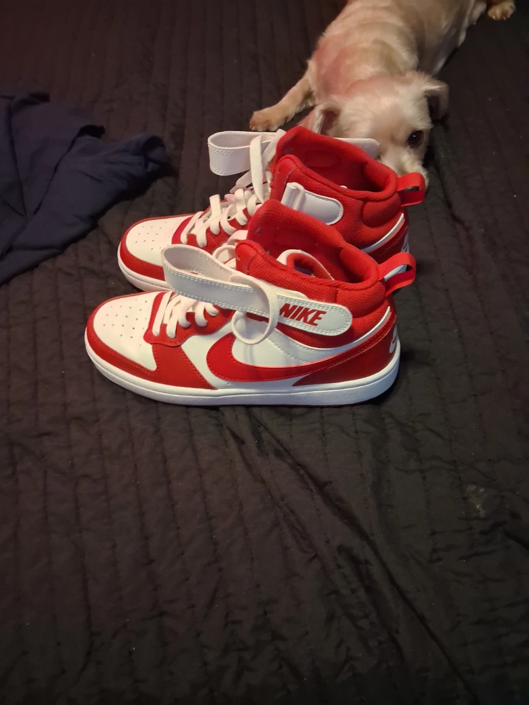Nike Court Vision Mid Kids Shoes Red White Size 13C - photo 2