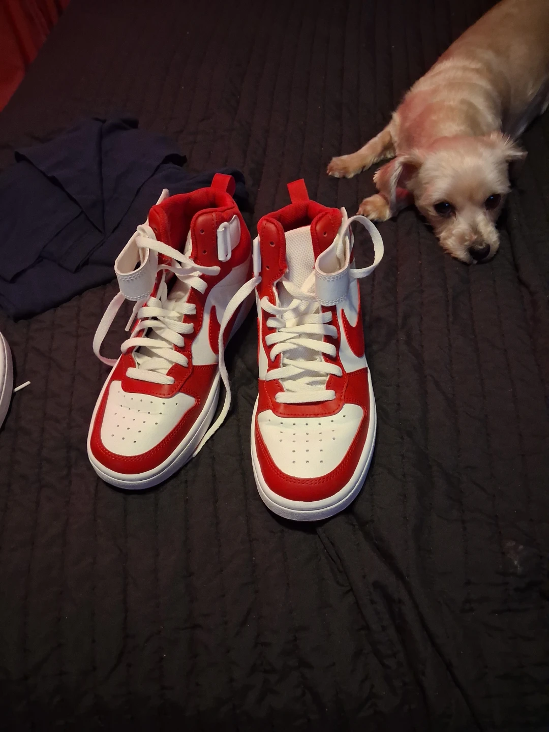 Nike Court Vision Mid Kids Shoes Red White Size 13C - photo 3