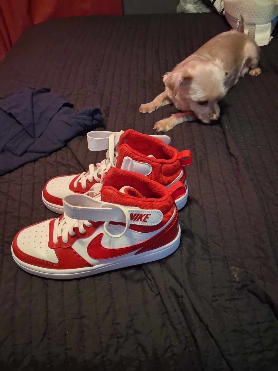 Nike Court Vision Mid Kids Shoes Red White Size 13C - photo 4