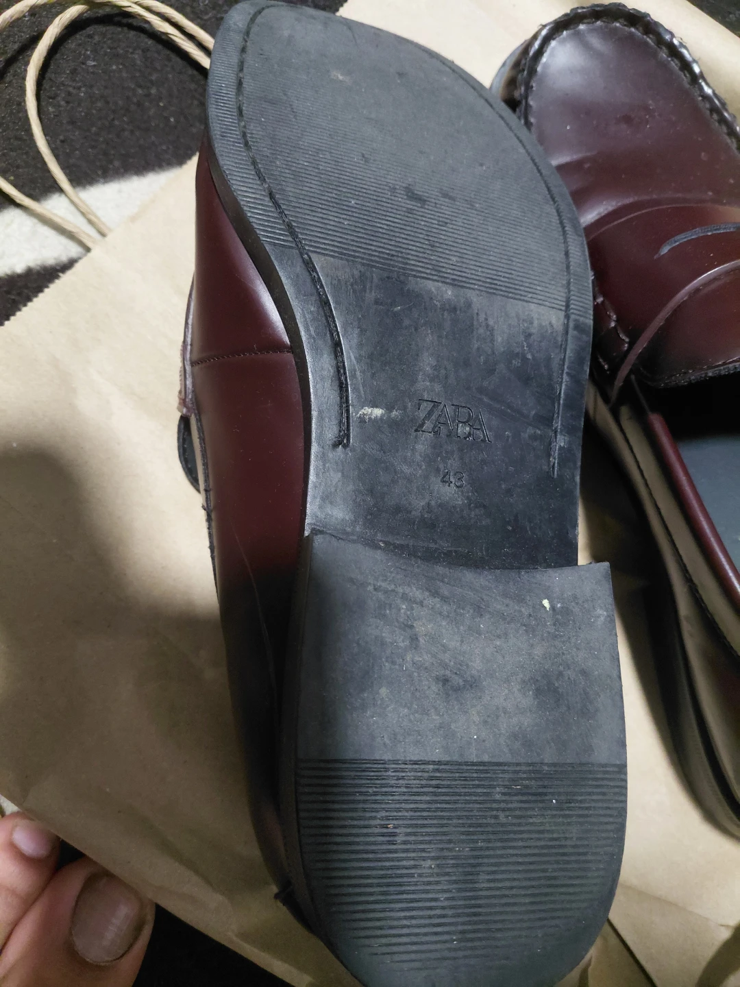 ZARA Burgundy Leather Loafers - EUR 43 - photo 3