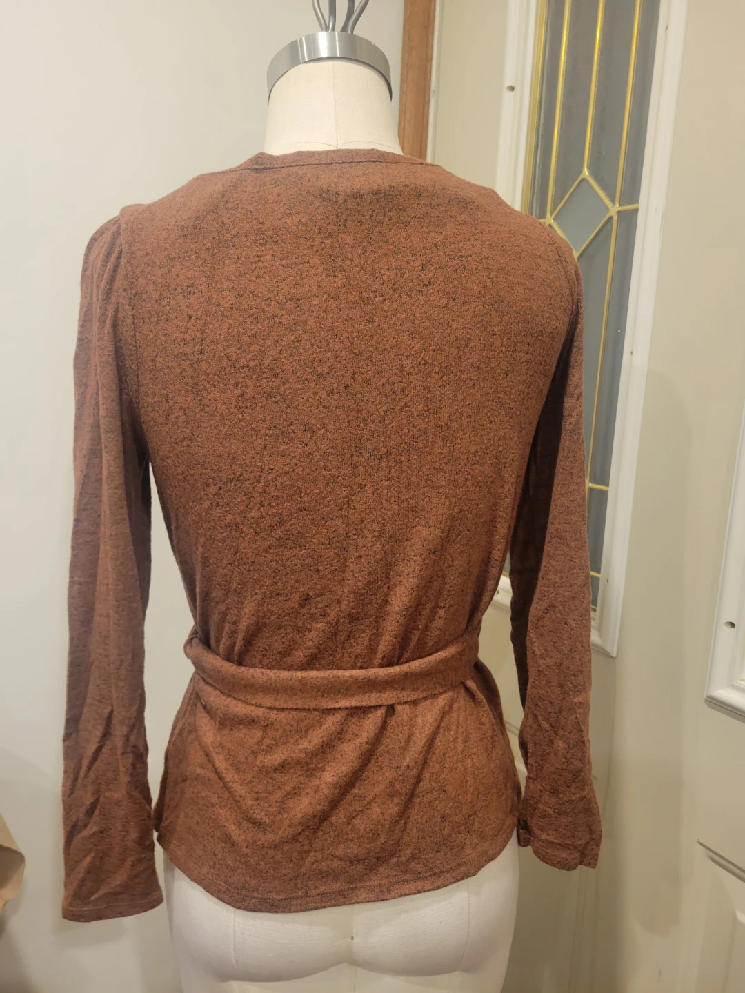 Monteau Women's Long Sleeve Wrap Top - Size S - Rust - photo 2