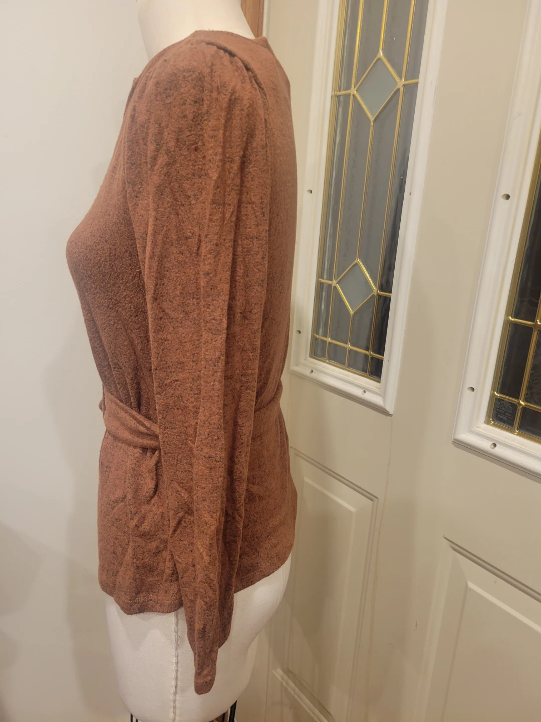 Monteau Women's Long Sleeve Wrap Top - Size S - Rust - photo 4