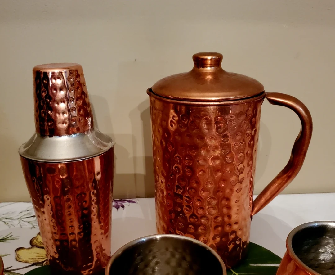 HealthGoodsIn Hammered Copper Water Jug & Cocktail Shaker