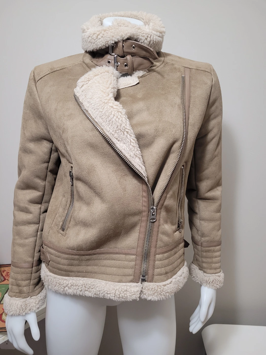 🧡 Suede Shearling Lined Moto Jacket