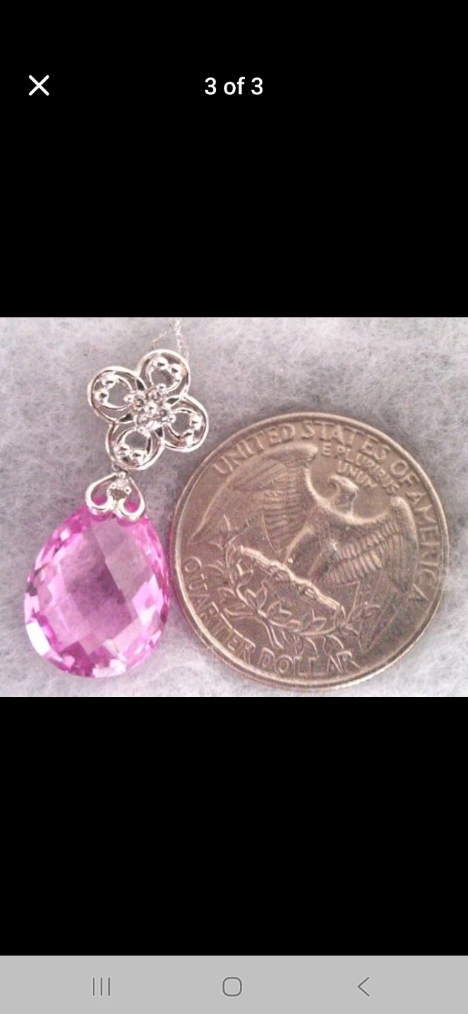 Pink Topaz Teardrop Necklace in White Gold - photo 2