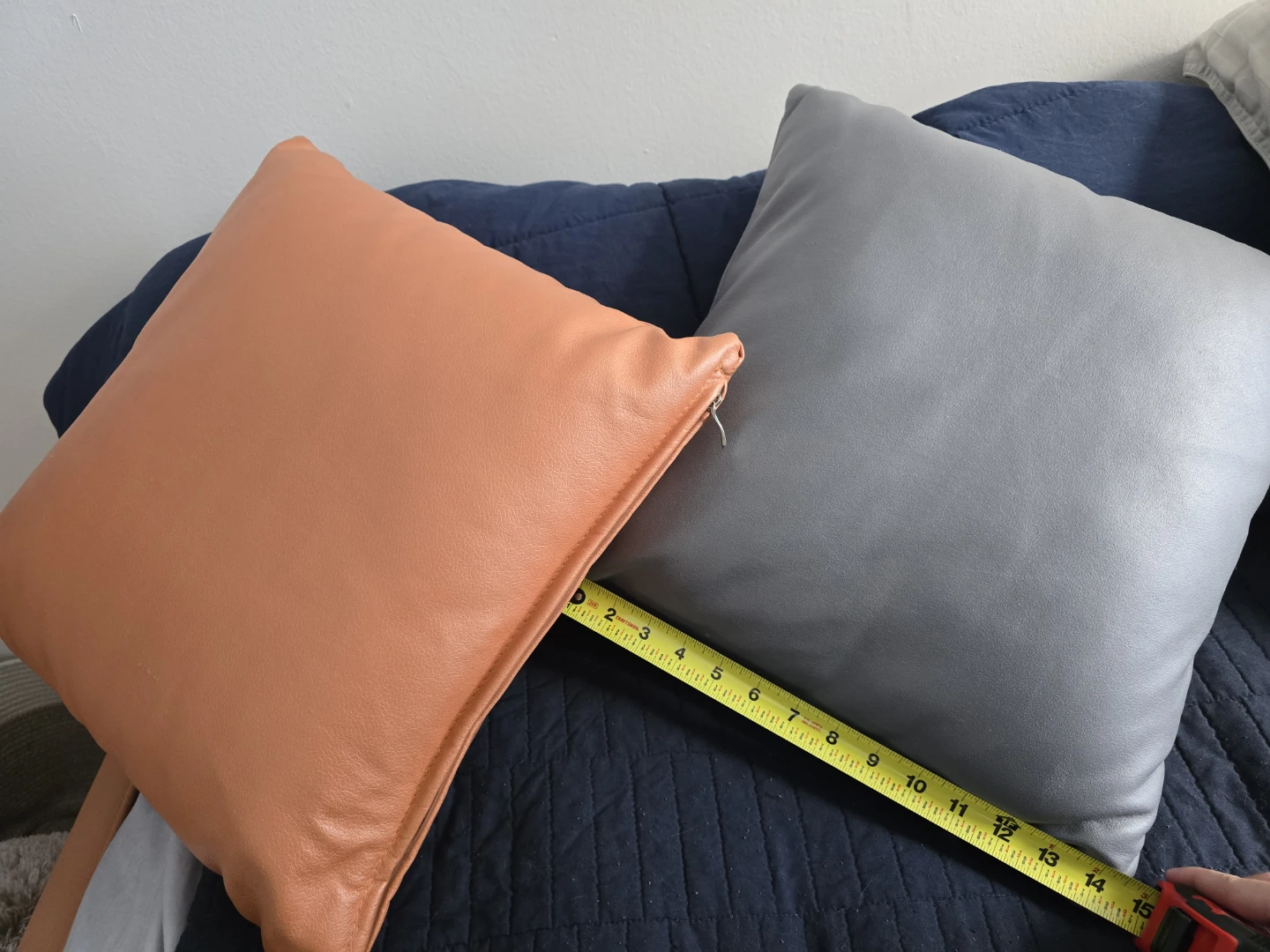 2 Square Decorative Throw Pillows (Orange & Gray)