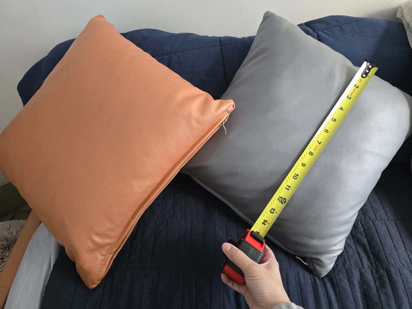 2 Square Decorative Throw Pillows (Orange & Gray) - photo 2