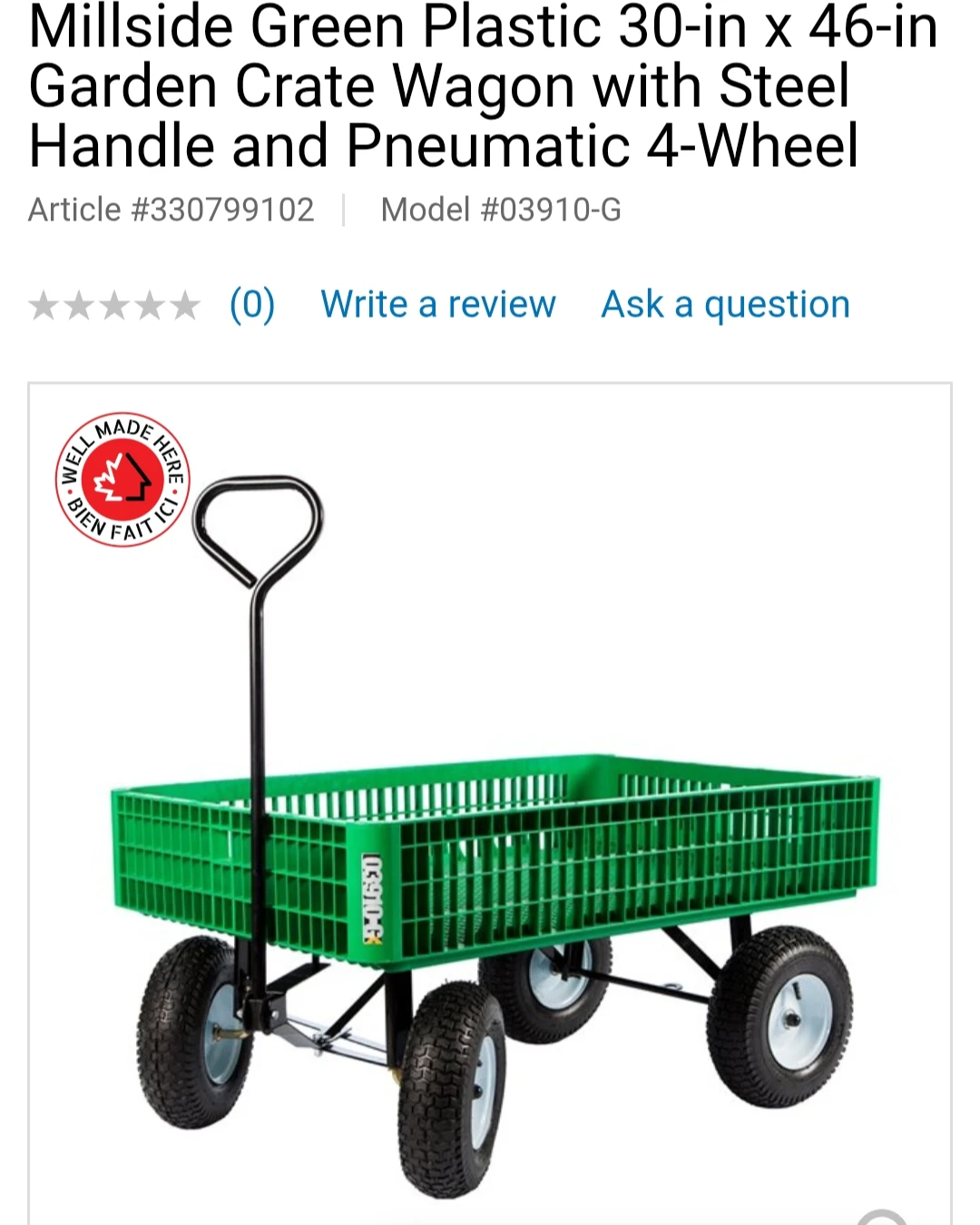 Millside Green Plastic Garden Crate Wagon