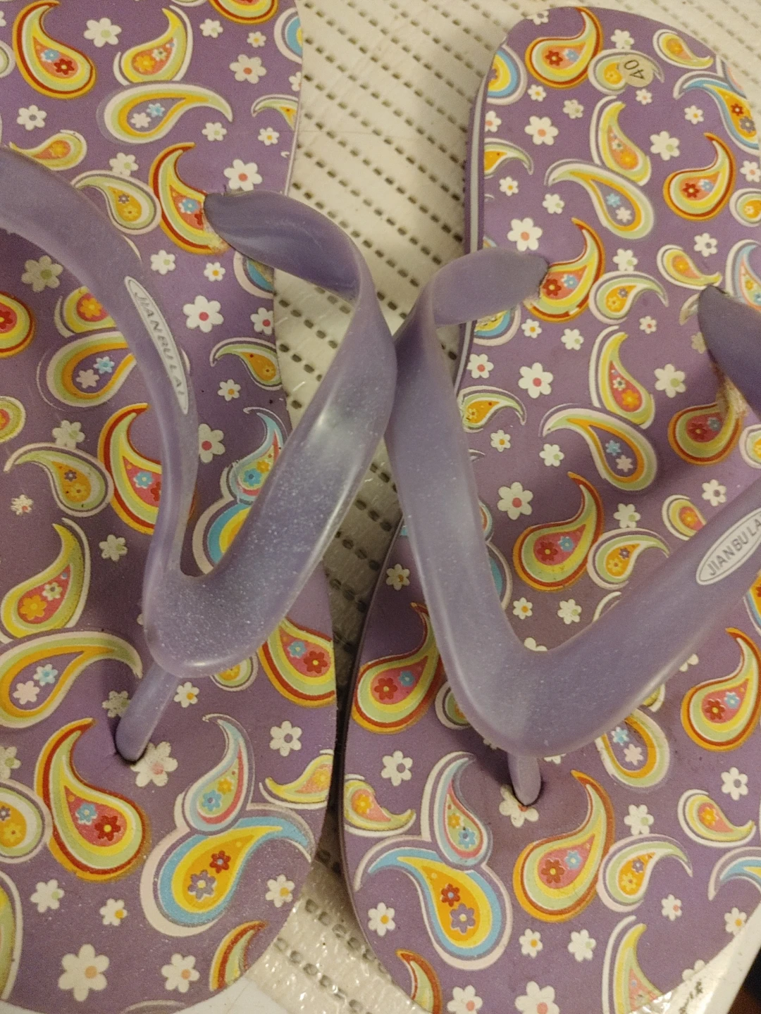 Purple Paisley Flip Flops