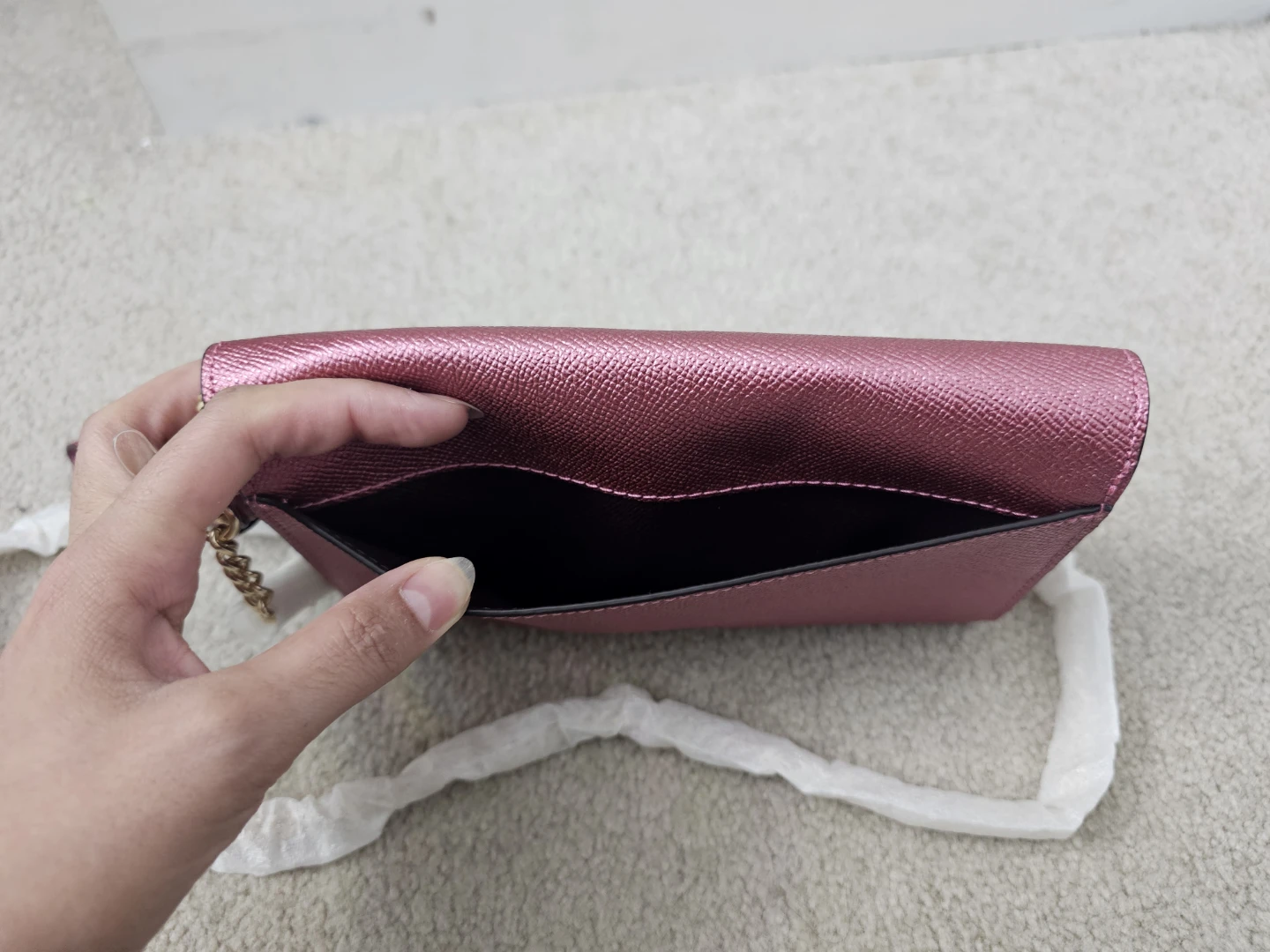 Authentic Coach Crossbody Wallet Pink Metallic Leather - photo 4