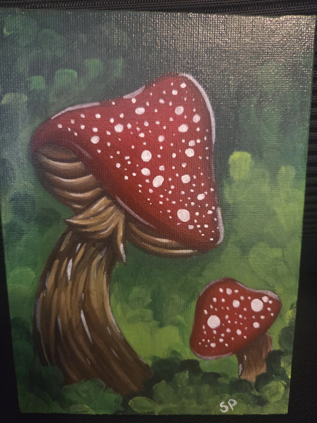 Hand-Painted "Fly Agaric" Mushroom Canvas Art - photo 2