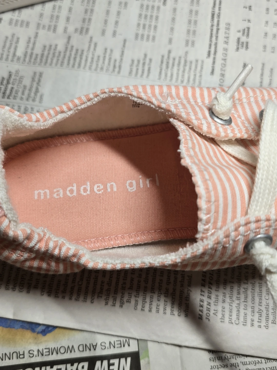 Madden Girl Pink Striped Canvas Sneakers Size 8 - photo 2