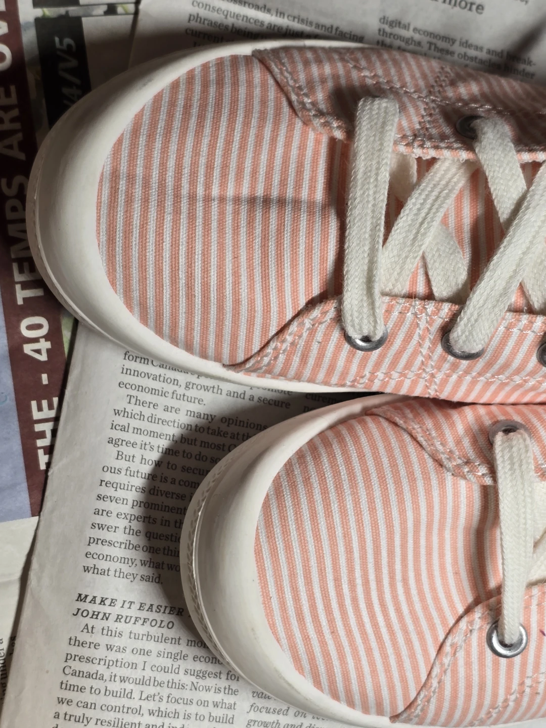 Madden Girl Pink Striped Canvas Sneakers Size 8 - photo 5