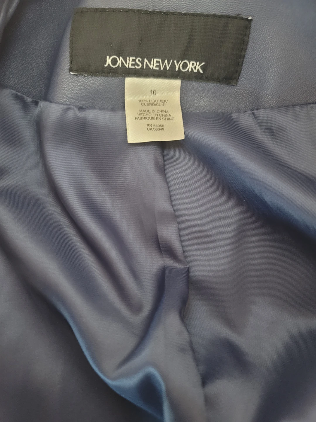 Jones New York Vintage 100%  Leather Blue Blazer Jacket Spring - photo 2