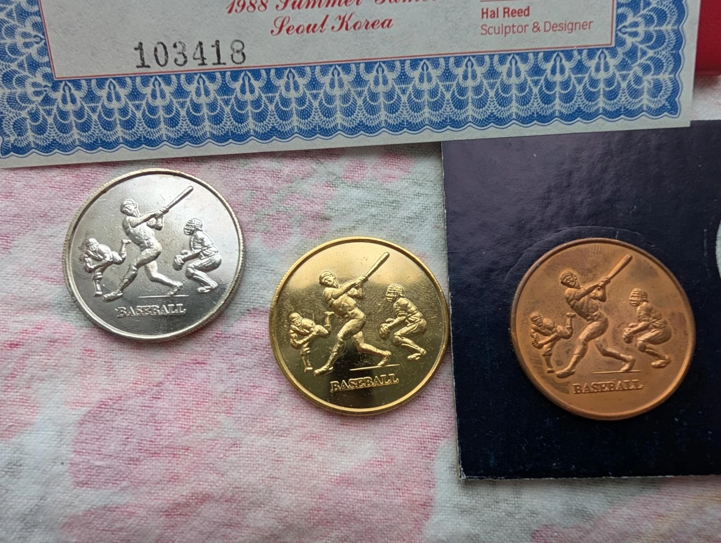 Baseball 1988 Seoul Summer Games Commemorative Medals Set