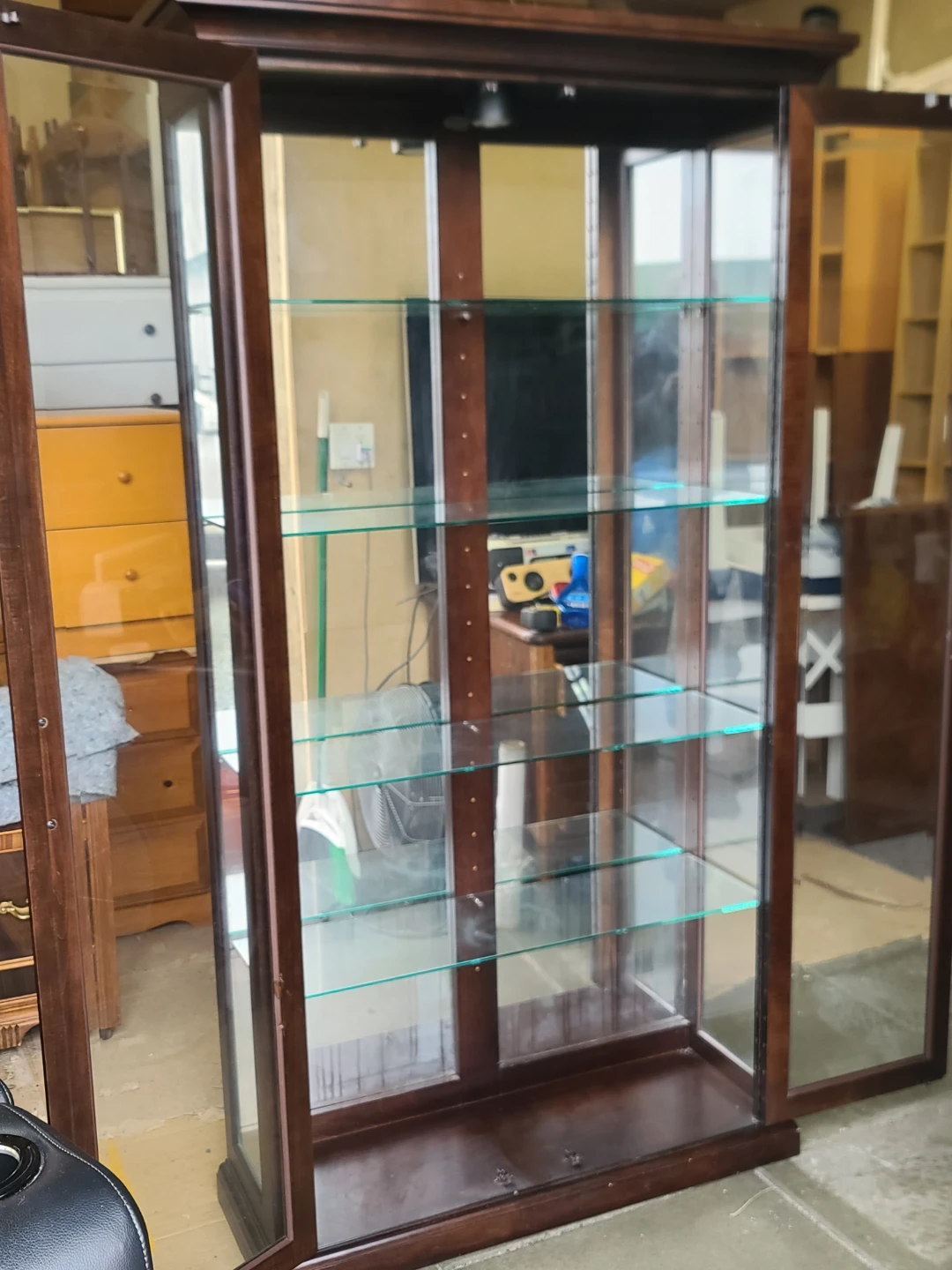Dark Wood Display Cabinet with Glass Shelves - photo 3