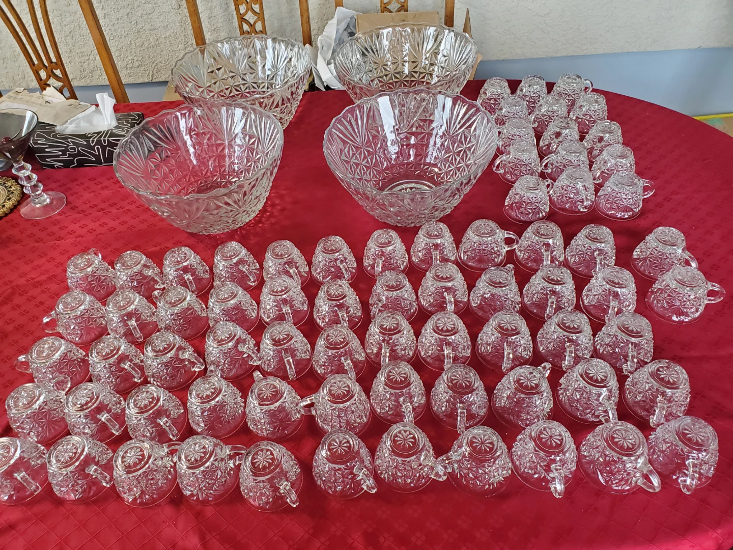 Glass Punch Bowl Set with Cups