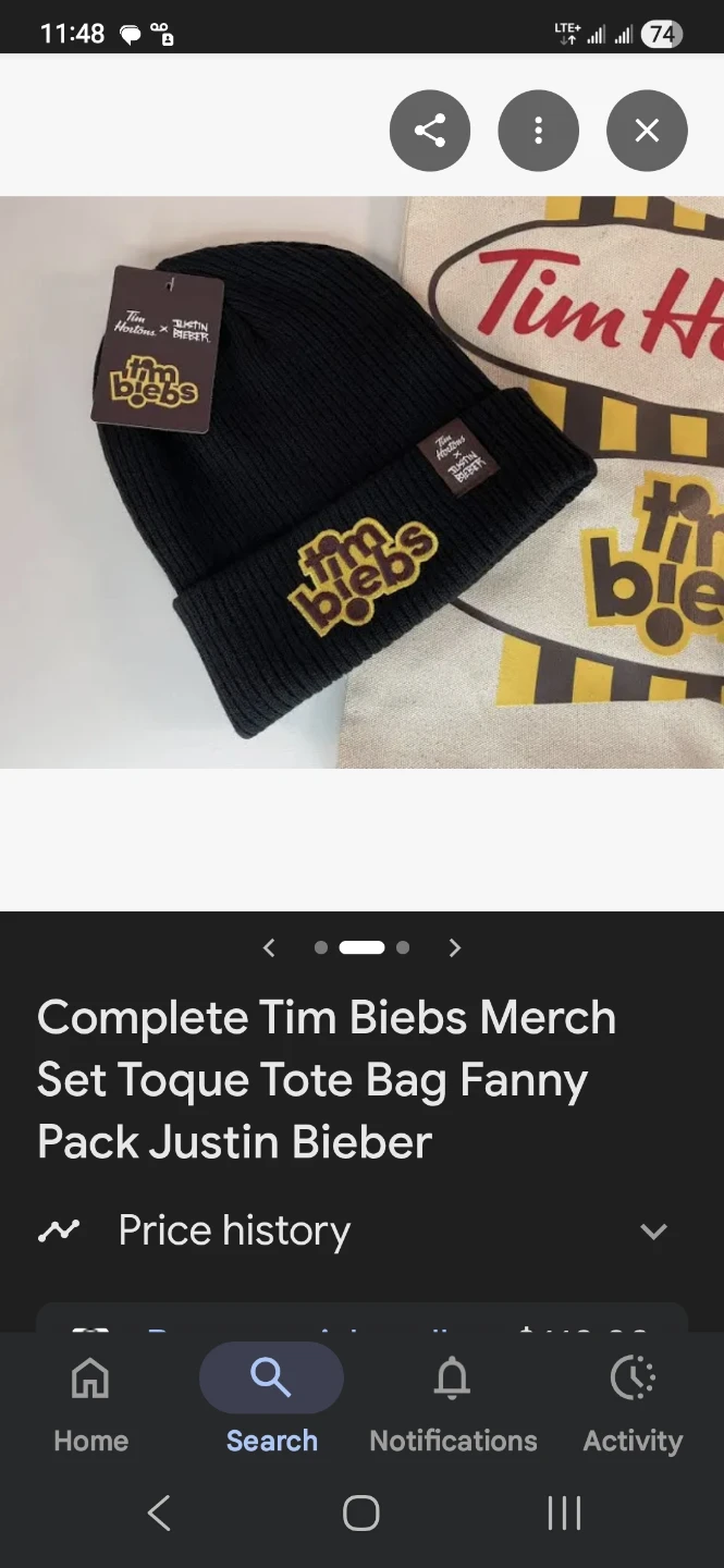 Tim Hortons Tim Bieb Merch Set: Toque, Tote Bag, Fanny Pack - photo 2