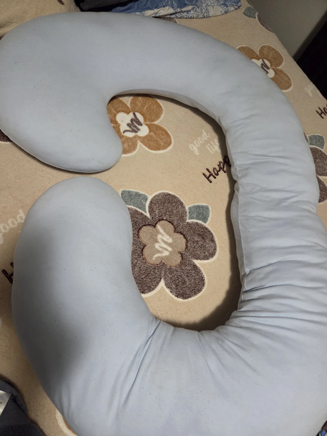 Light Blue C-Shaped Nursing Pillow