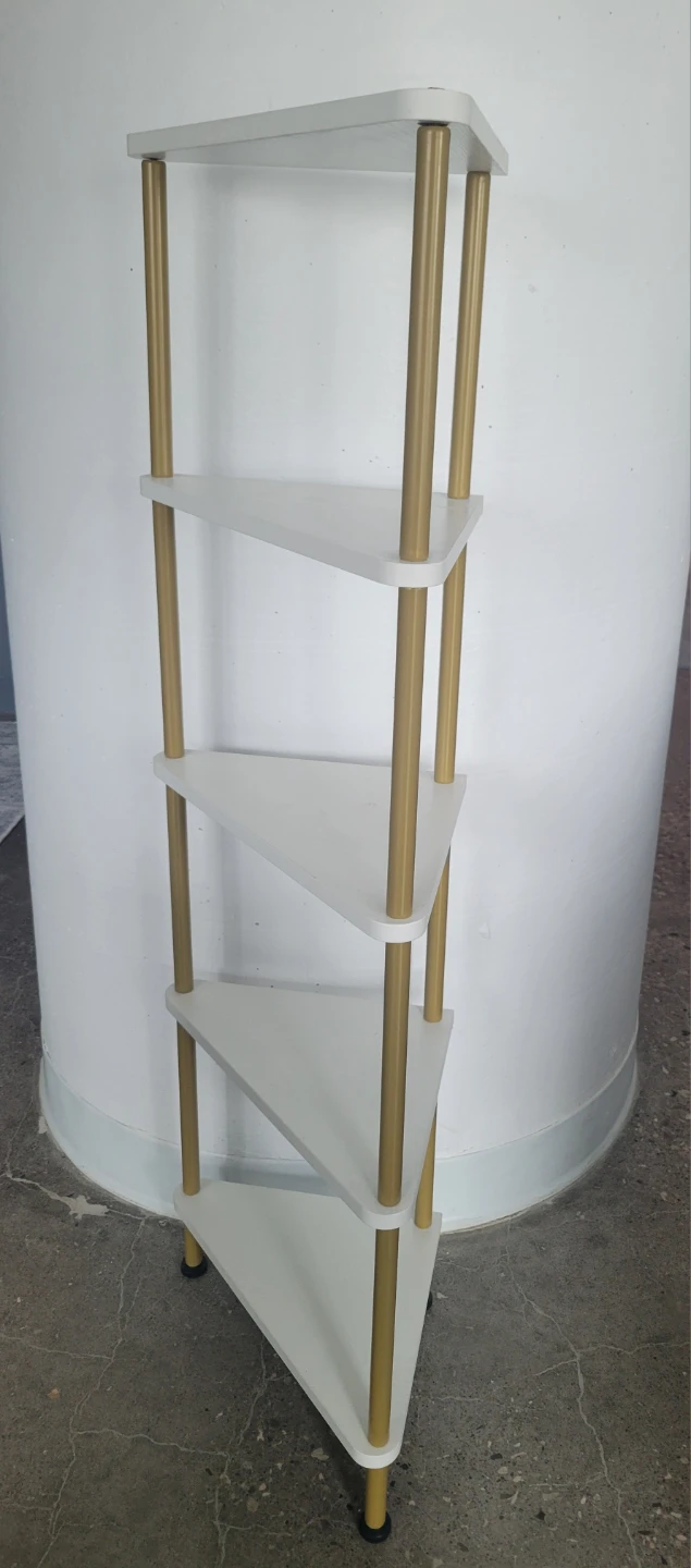 White Corner Shelf Unit with Gold Legs - photo 2