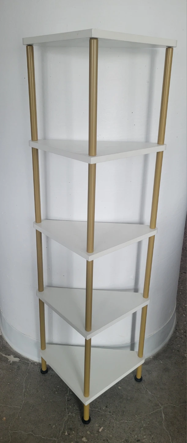 White Corner Shelf Unit with Gold Legs - photo 3