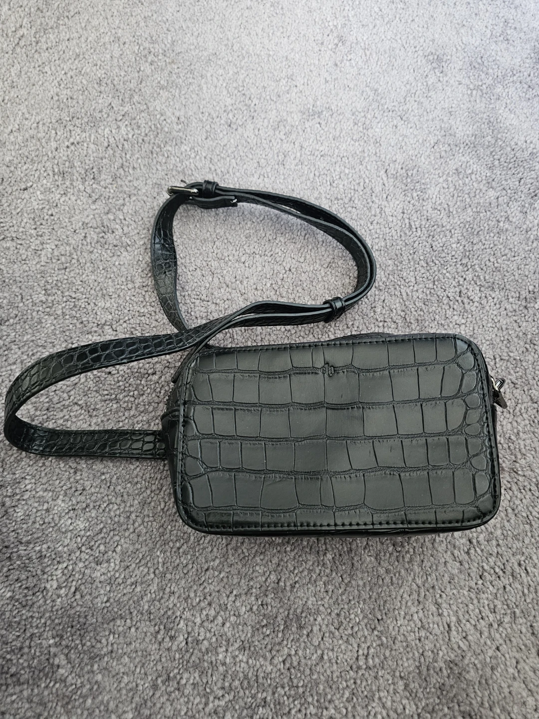 Ela x Sasha Black Croc Belt Bag