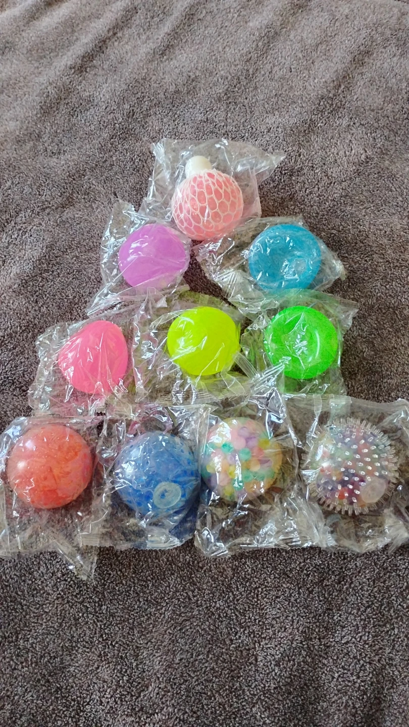 10 pack assorted stress balls.