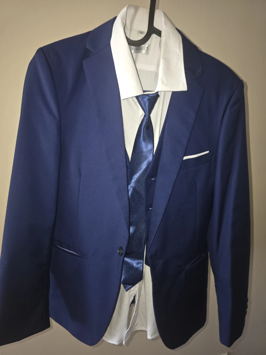 Blue Suit with White Shirt, Tie, Vest and trouser